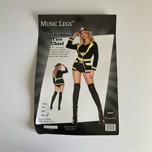 Music Legs Hazardous Fire Chief Adult Women’s Sexy Halloween Costume M/L - Picture 11 of 12